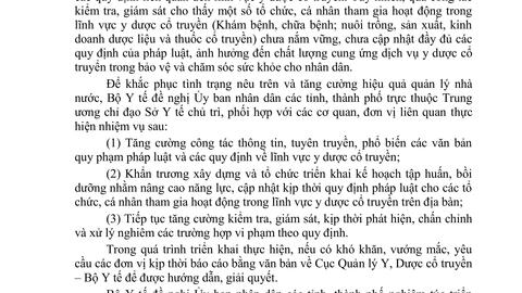 Bệnh viện Đa khoa khu vực Đông Triều xin thông tin nội dung về Công văn của Bộ Y tế và của Sở Y tế Quảng Ninh về việc tăng cường phổ biến, giáo dục pháp luật thuộc lĩnh vực y dược cổ truyền.